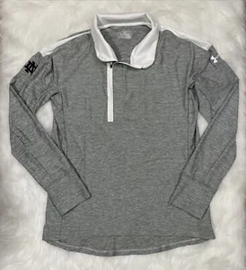 mens UNDER ARMOUR shirt 1/2 zip Medium gray and white long sleeve NEW!! - Picture 1 of 6