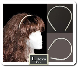 Perlen Haarreif Haarband Weiß Diadem Tiara Hochzeit Kommunion Haarreifen Mädchen - Bild 1 von 1