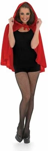 Womens Red Hooded Cape Vampire Dracula Little Red Riding Hood Costume Accessory - Picture 1 of 3