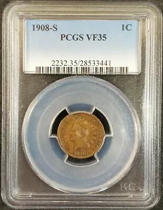 1908-S Indian Head Cent PCGS VF35 2232.35/28533441 Exquisite Coin Rare - Picture 1 of 10