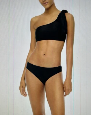 J. Crew 单肩蝴蝶结比基尼上衣黑色 CF772 L 码 — 第 1/4 张图片