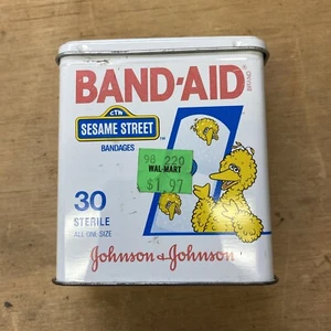 Vintage 1990 BAND-AID Bandages Empty Tin Sesame Street Big Bird ,Cookie Monster - Bild 1 von 2