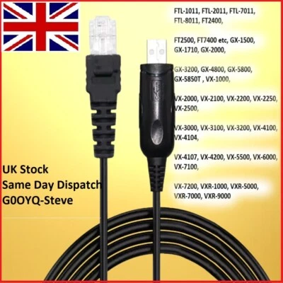 G0OYQ Cable de programación USB para Yaesu Vertex FTL 8011 GX 5800 VX 2000 3000 VXR 9000
