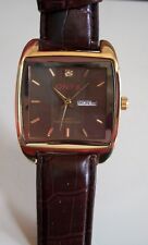 Men's ONYK Brown Leather Band Day & Date Fashion Dressy/Casual Watch