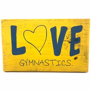 Letrero de Amor Gimnasia Madera Envejecida Gimnasia Dormitorio Decoración Amarillo Azul - Imagen 1 de 8