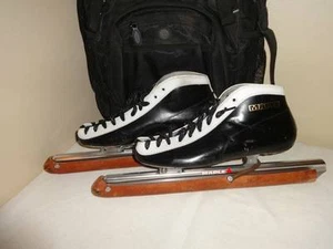 MEN'S MAPLE SPEED SKATES BLACK WHITE BACK PACK CARRIER SIZE 12 US - Picture 1 of 6