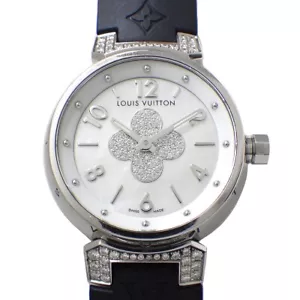 LOUIS VUITTON Watch Tambour Forever Q12R155981P1 Diamond SS Rubber Quartz - Picture 1 of 12