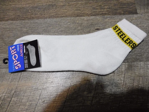PITTSBURGH STEELERS ANKLE SOCKS MENS 7-12 vtg 90s EROS WHITE GOLD STRIPE retro Cover