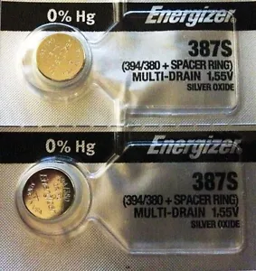ENERGIZER 387S 394/380 + Anello distanziatore (2 pezzi) Batteria nuova venditore autorizzato - Foto 1 di 4