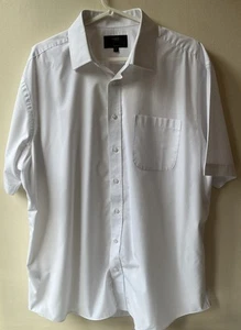 NEW M&S Men White Shirt Cotton Blend 46 18 BNWOT Short Sleeve Button Down Collar - Picture 1 of 3