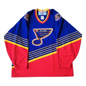 Maglia St Louis Blues NHL Hockey su Ghiaccio Vintage CCM Maska - Taglia L - Foto 1 di 5