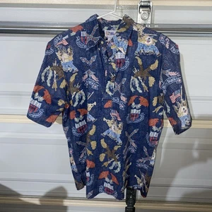 Reyn Spooner 2009 4th July Band Flag Eagle Popover Hawaiian Size Large - Picture 1 of 4