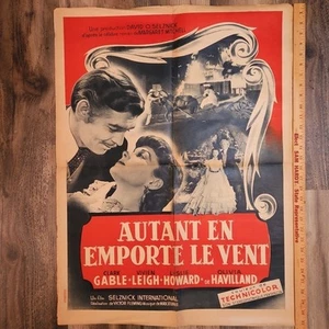 Vintage Gone With The Wind French Movie Poster 31.5" X 23.5" From 1950 Original - Picture 1 of 12