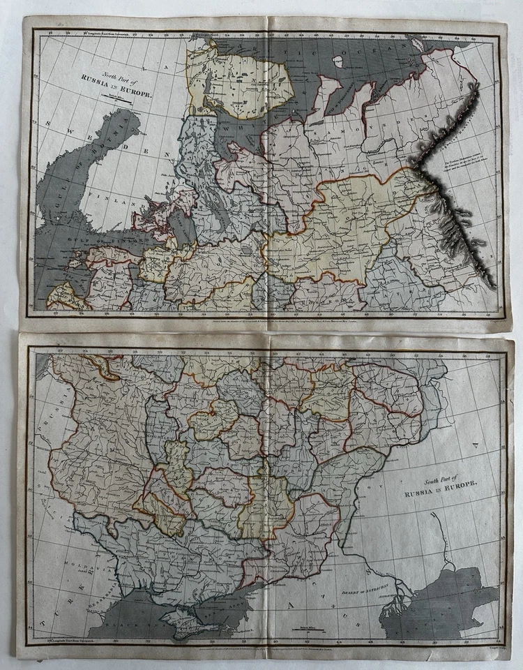 Rusia en Europa dos hojas 1809 Arrowsmith mano coloreado mapa par Riga Mar Negro Foto 1 de 4