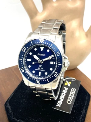 Seiko Men's Watch SNE585 Prospex Solar Diver Blue Dial Stainless Steel 38.5mm - image 1 of 4