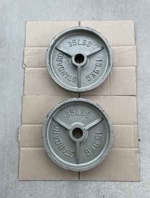 "Placas de peso vintage Deep Dish Olympic 2"" 35 lb 2x35 lb total 70 lb sin marca" Foto 1 de 4