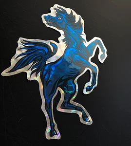 LARGE!! HORSE ANIMAL VINTAGE STICKER DECAL prism prismatic holo foil holographic - Picture 1 of 4