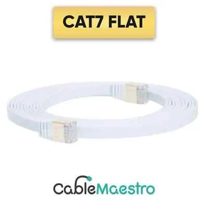 CABLE DE CONEXIÓN PLANO U/FTP CAT7 CHAPADO EN ORO BLANCO LOTE DE 100 PIES PAQUETE MÚLTIPLE - Imagen 1 de 3