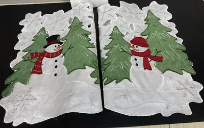 St Nicholas Square Snowman Velvet Christmas Cutout Placemats 2pc Kohls 13” x 18” - Image 1 of 4