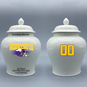 Mittelgroße Keramikurne für Minnesota Vikings Football Motiv, individueller Text & Nummer - Bild 1 von 5