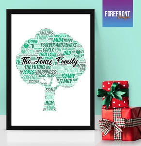Personalised Family tree word art print, perfect Birthday Gift, Keepsake/present - Picture 1 of 2