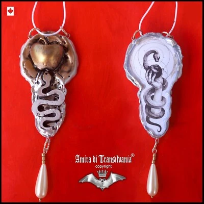 Apple Snake Necklace Pendant Magic Power Symbol Jewelry Talisman Amulet Love Sin - Image 1 of 4