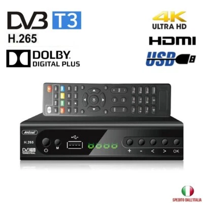 DECODER DIGITALE TERRESTRE DVB-T3 HD 4K USB HDMI LAN CON TELECOMANDO Q-DV800 - Immagine 1 di 4