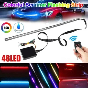 Car Flash 22inch 48 LED Light Strip RGB Knight Rider Scanner Strobe Grille Light - Picture 1 of 12