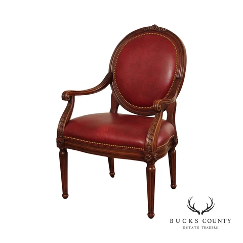 Hancock & Moore French Louis XVI Style Leather Upholstered Armchair Cover