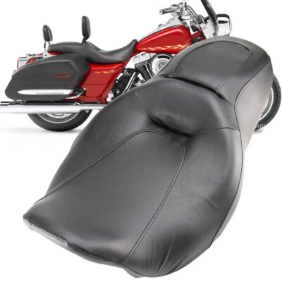 Asiento de cuero para conductor pasajero trasero para Harley Street Glide Road King 2008-2024 Foto 1 de 4