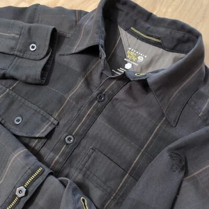 MOUNTAIN HARDWEAR Button Up Hemd Herren SM 100% Polyester Logo Nuss Knopf grau - Bild 1 von 10