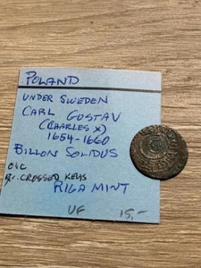 1654-1660 Poland Under Sweden Carl Costay,(Charles X) Riga Mint VF  SKU#35092 - Picture 1 of 2