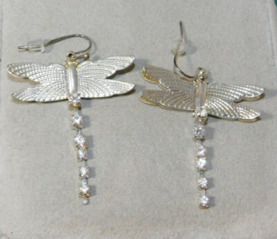 Libellula Insetto Bug Argento Strass Orecchini Trafitto 7L 3 - Immagine 1 di 4