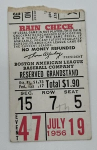 Biglietto 1956 7/19 Ted Williams HR #7 anni /#401 Life Boston Red Sox. Att. 7K⚾️ - Foto 1 di 2