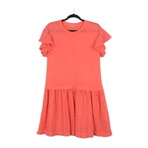 Crewcuts Girls Size 16 Orange Sherbet Flutter Sleeve Eyelet Dress G2259 - Picture 1 of 4