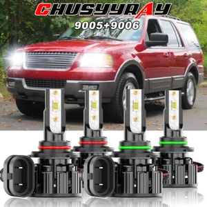 Fit Ford EXPEDITION 2003-2006 4pcs LED Headlight High Low Beam Bulbs 9005+9006 - Picture 1 of 16