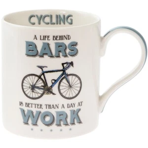 Fine China Mug - 'A life behind BARS is better than a day at WORK' - Cycling - Picture 1 of 1