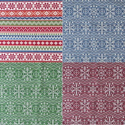 Tela decorativa de flores de cuchara con estampado de suéter Isla Feria de Navidad nórdica 1 yarda Cada NUEVO Foto 1 de 4