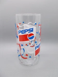 Vintage Pepsi Cola Soda Pop Glass Tumbler Confetti Red White Blue 1980s Pepsi - Picture 1 of 4