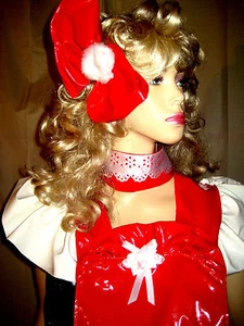 Lackhalsband  mit Rüschen viele Farben Zofe  Vinylnecklace Maid Wetlook Ruffles - Picture 1 of 6