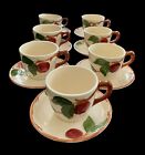 Set Of 7 Vintage Franciscan Apple Flat Coffee Tea Cups & Saucers Set Excellent