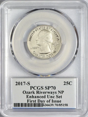 2017 S Enhanced Set Ozark Quarter PCGS SP70 - First Day of Issue!! Cover