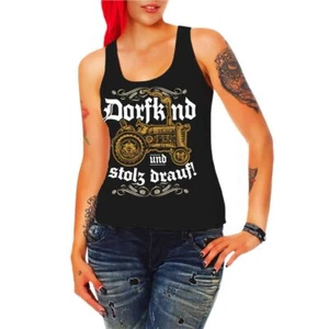 Frauen Trägershirt Top Dorfkind und Stolz darauf lustige Sprüche vom Land Bio - Bild 1 von 3