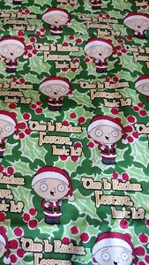 Family Guy Stewie Christmas Cotton Fabric, 2 yards