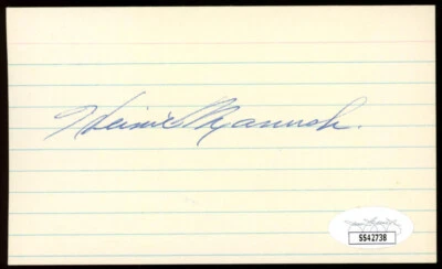 Heinie Manush Signed Autographed Index Card JSA SS42738 - Image 1 of 4