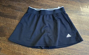 Girls Adidas Climalite Athletic Skirt Skort Tennis Active Lined Black SZ Medium - Picture 1 of 8
