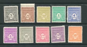 Francia 1944 Arco de Trionfo Definitivo MNH Conjunto a 10F 10 Estampillas - Imagen 1 de 1
