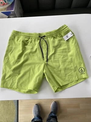 Volcom Manic Swim Trunk Shorts. Mens XL. Green. Elastic With Drawstring. NWT - Image 1 of 4