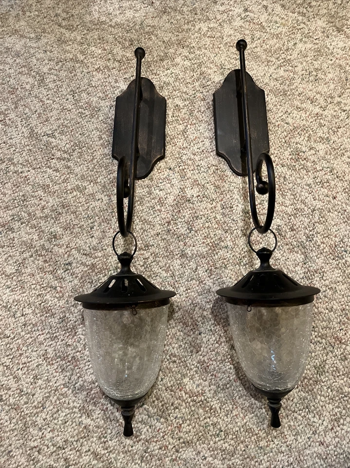 PAR de Apliques Montados en Pared de Metal Bronce Colgadores de Anillos Linternas Decoración del Hogar Foto 1 de 4