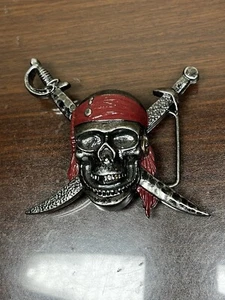 Disney Pirates of the Caribbean Jack Sparrow Jolly Roger Belt Buckle - Picture 1 of 9